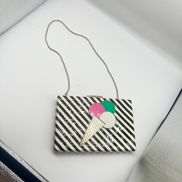 kate spade Ice Cream Cone Striped Black and White Crossbody - Picture 7 of 9